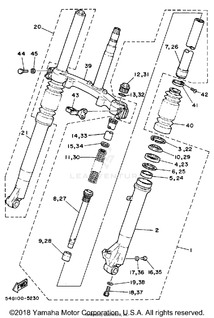 Front Fork BIG WHEEL - BW200S - 1986 Schematic