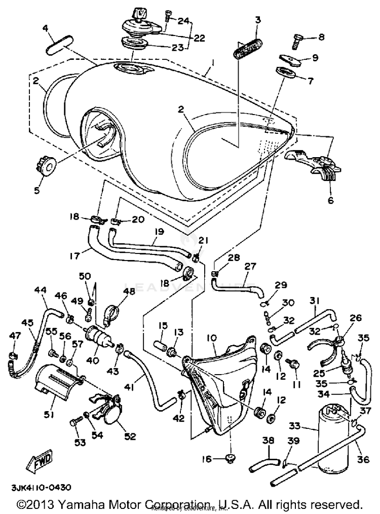 Fuel Tank California Model Only Schematic