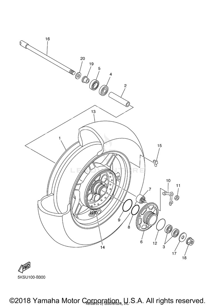 Rear Wheel V STAR 1100 SILVERADO - XVS11ATXCB - 2008 Schematic