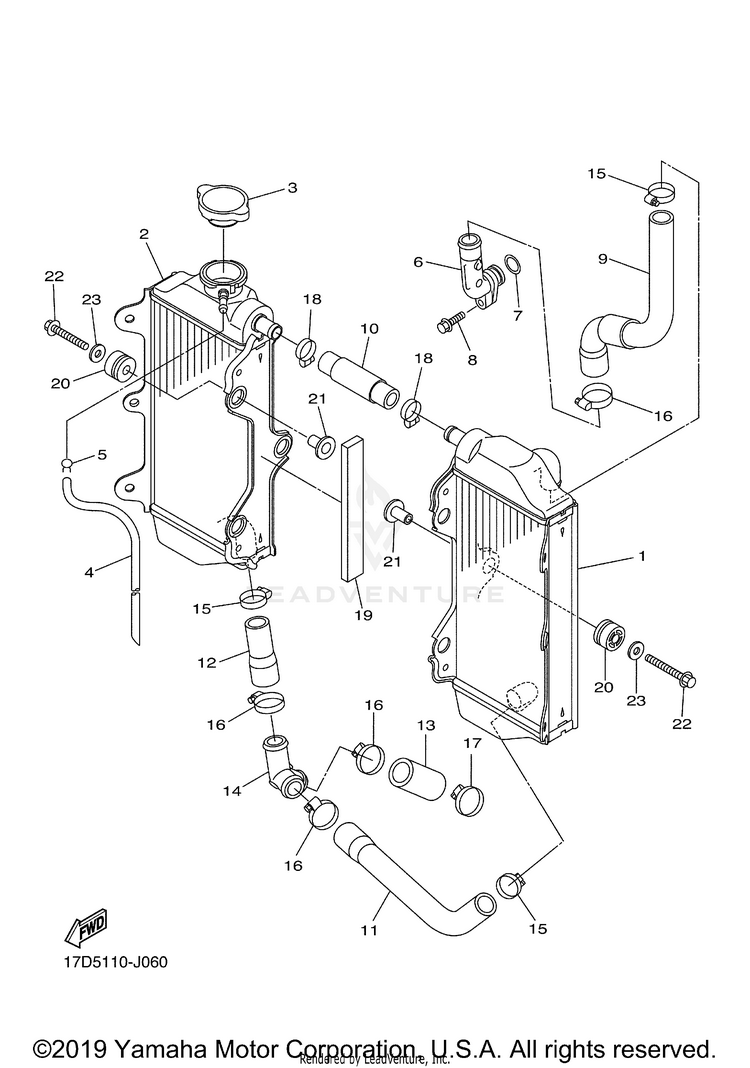 Radiator Hose YZ250F - YZ250FAB - 2011 Schematic