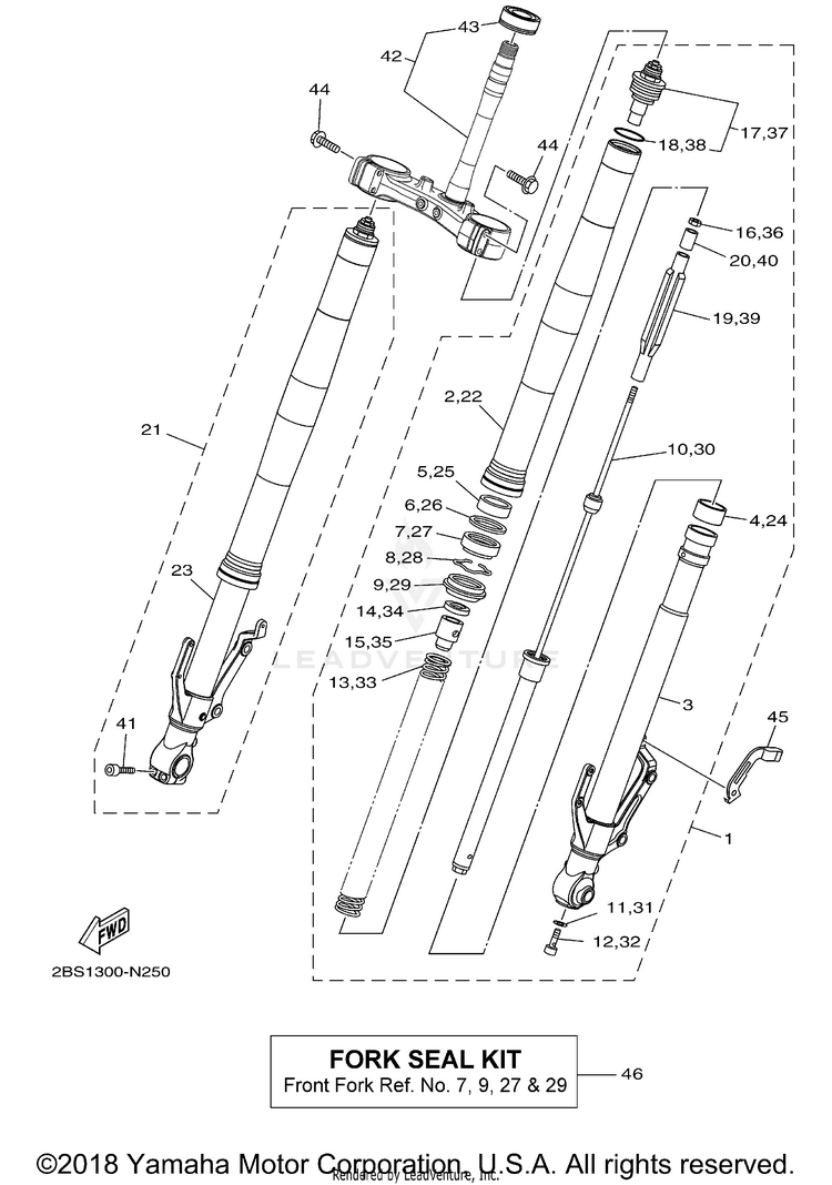 Front Fork SUPER TENERE - XTZ12FCR - 2015 Schematic