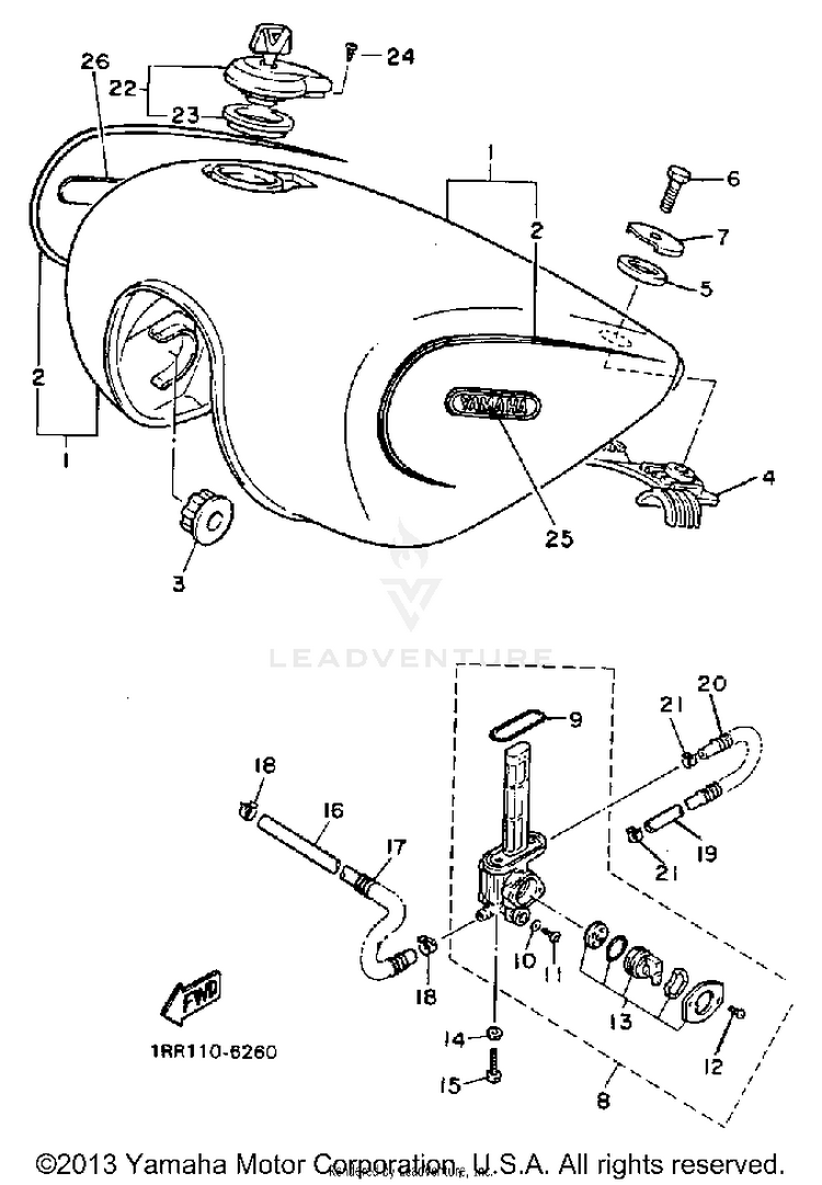 Fuel Tank Xv700ss VIRAGO 700 - XV700SSC - 1986 Schematic