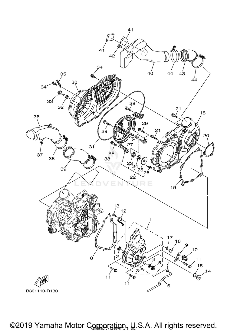 Crankcase Cover 1 KODIAK 700 - YFM70KDXJG - 2018 Schematic