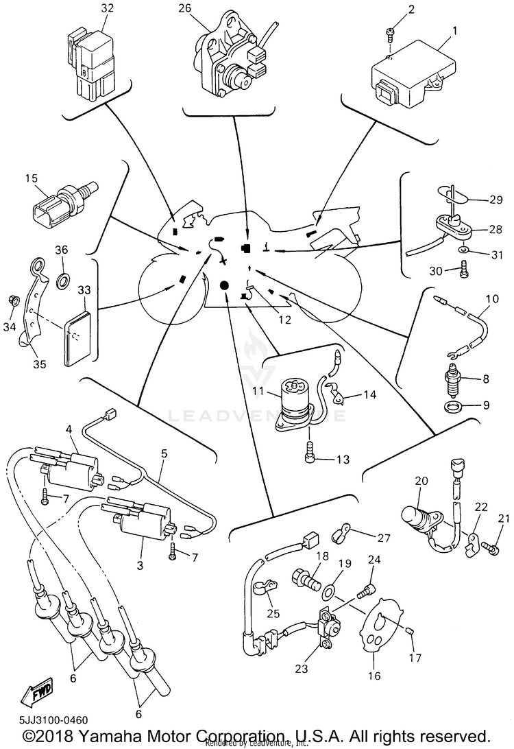 Electrical 1 YZFR1 - YZFR1SNC - 2001 Schematic