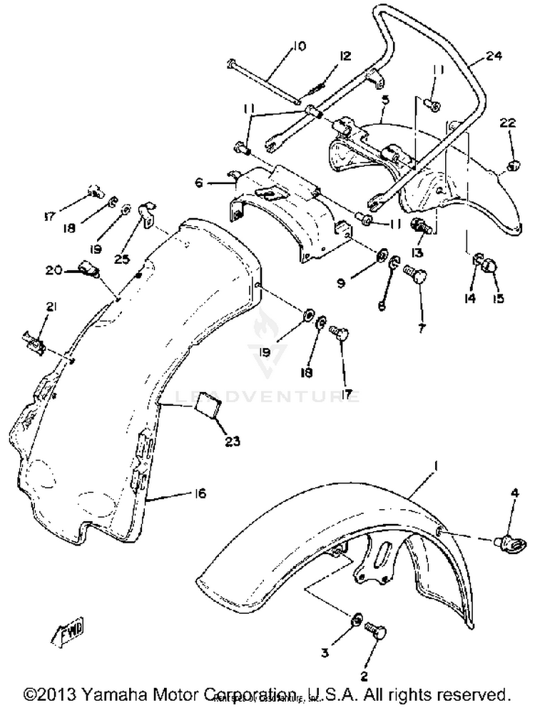 Front Fender Rear Fender XS1100H - 1981 Schematic
