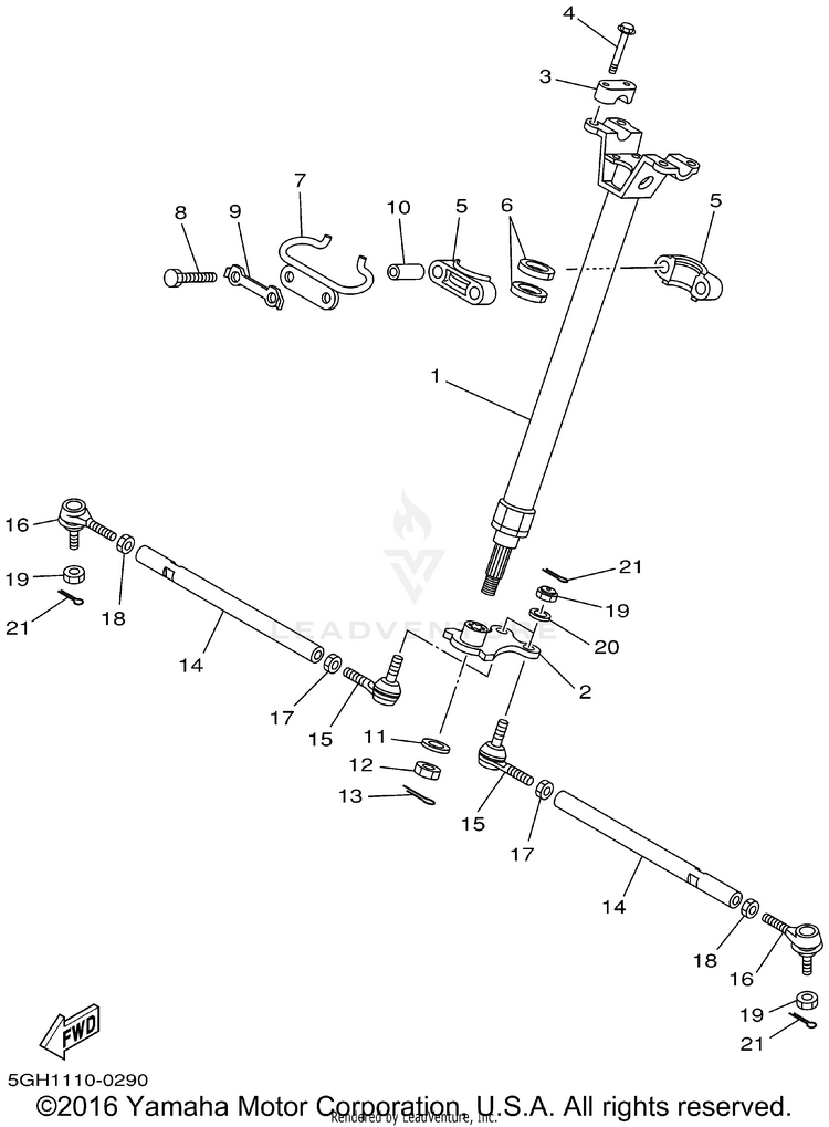 Steering KODIAK 4WD - YFM400FAP - 2002 Schematic