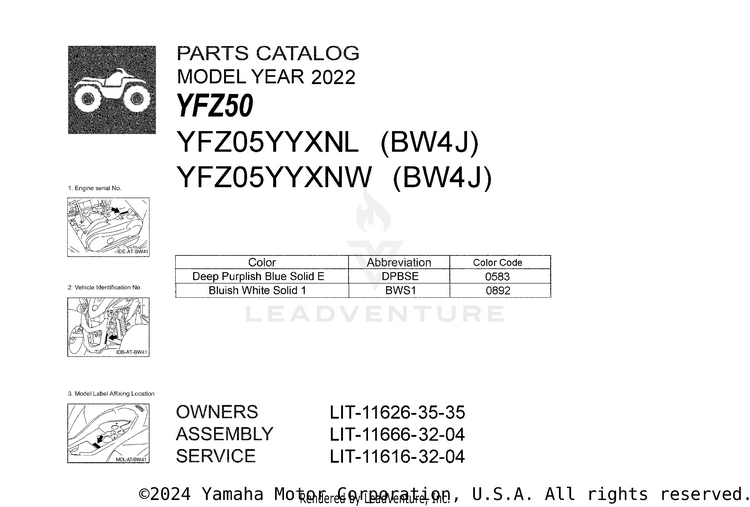 1 Title Page YFZ50 - YFZ05YYXNL - 2022 Schematic