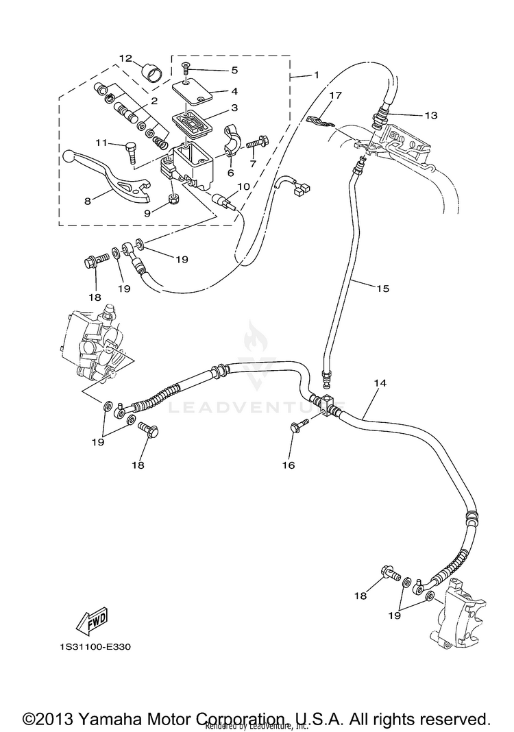 Front Master Cylinder RAPTOR 700 - YFM700RV - 2006 Schematic