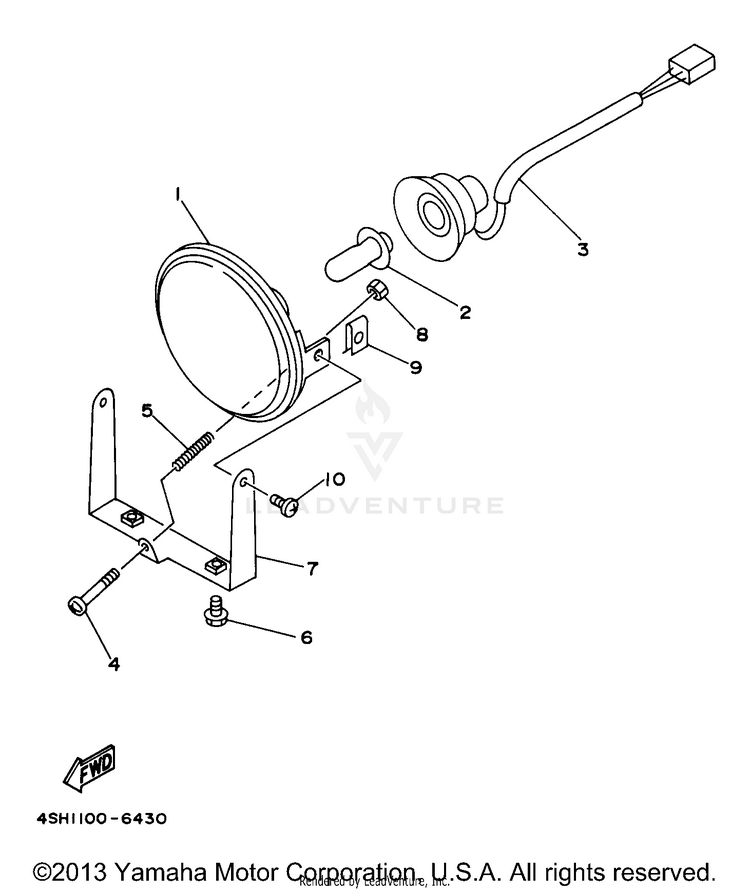 Headlight KODIAK 4WD - YFM400FWJ - 1997 Schematic