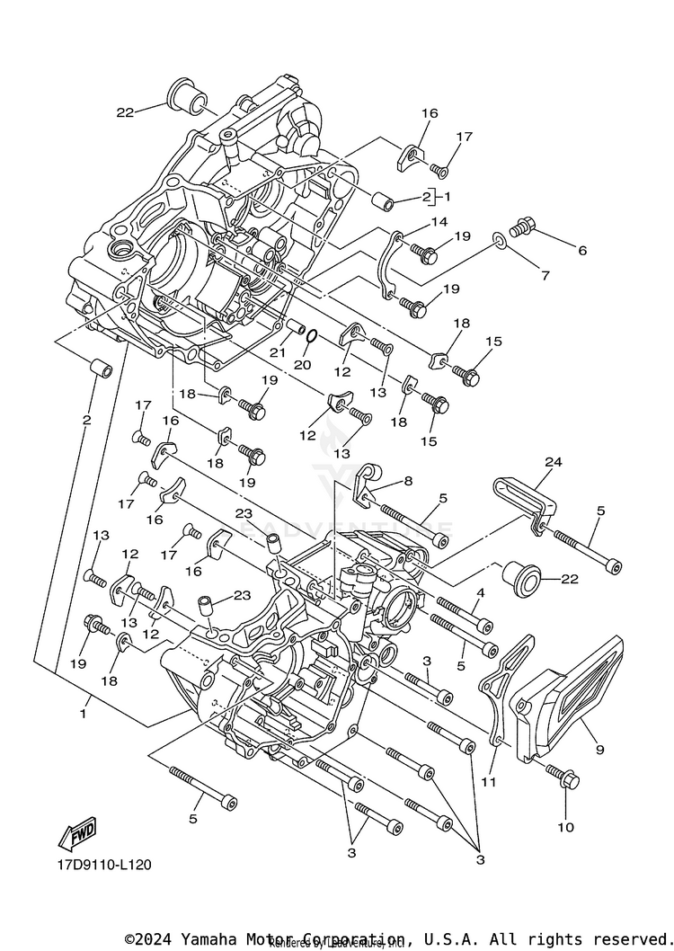 Crankcase YZ250FB - YZ250FBL - 2012 Schematic