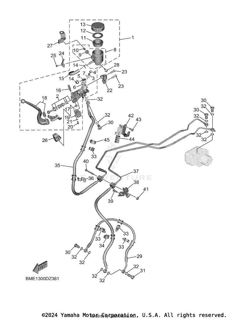 Front Master Cylinder MT09 - MT09SCB - 2025 Schematic
