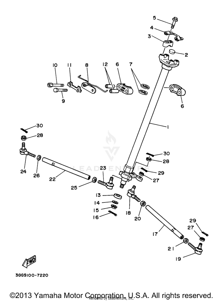 Steering BANSHEE - YFZ350J - 1997 Schematic