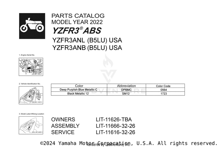 1 Title Page YZFR3 ABS - YZFR3ANB - 2022 Schematic