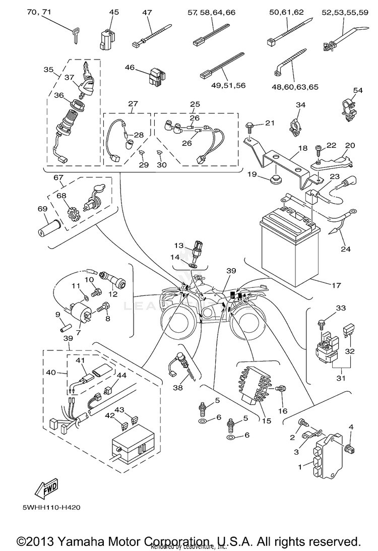 Electrical 1 GRIZZLY 350 2WD (BLACK METALLIC J) - YFM35GYB - 2009 Schematic