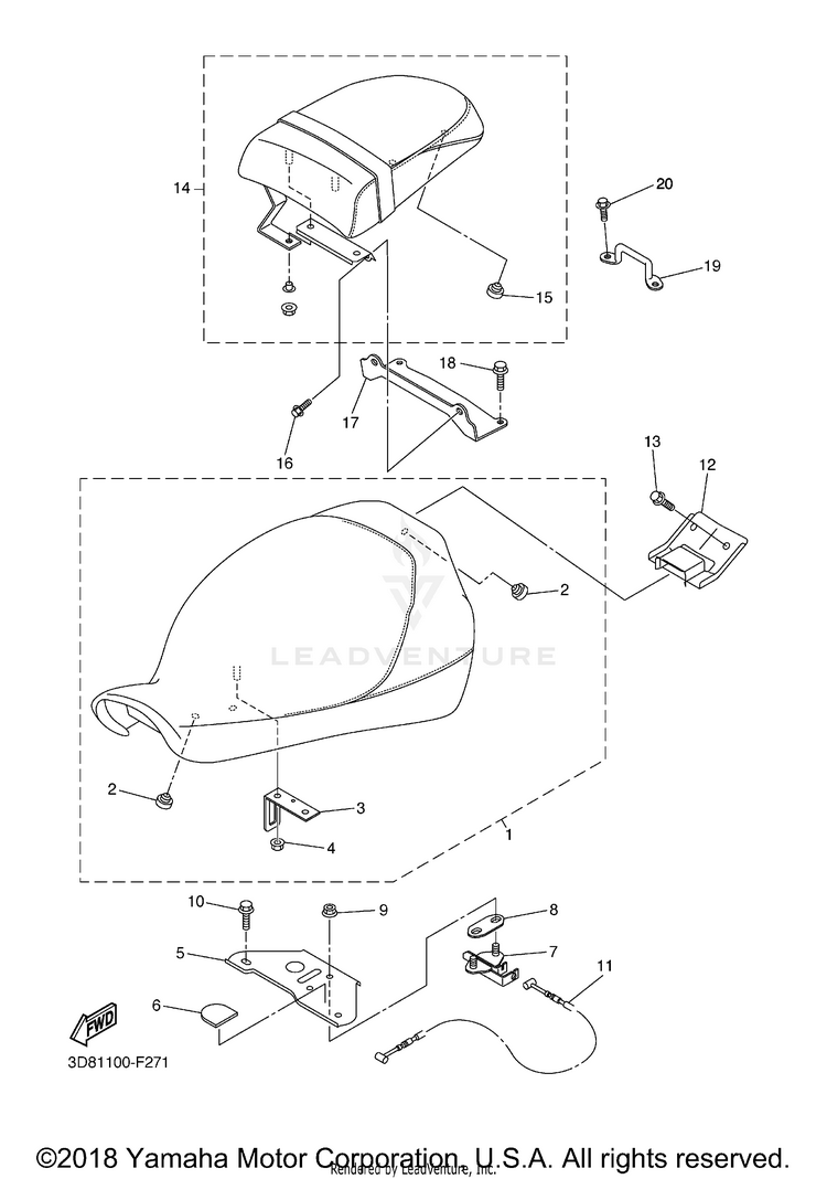 Seat V STAR 1300 - XVS13AYCB - 2009 Schematic