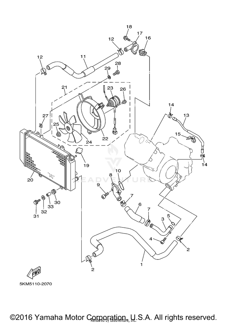 Radiator Hose GRIZZLY 660 - YFM66FAT - 2005 Schematic