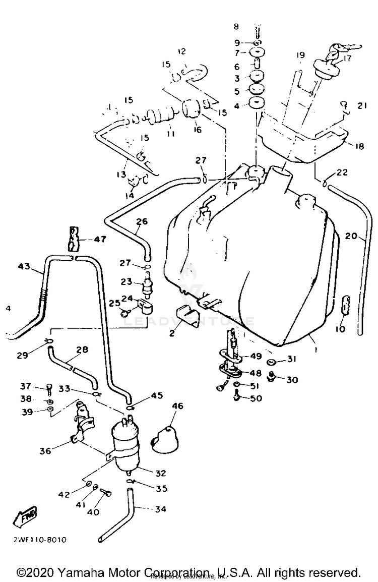 Fuel Tank California Model Only Schematic