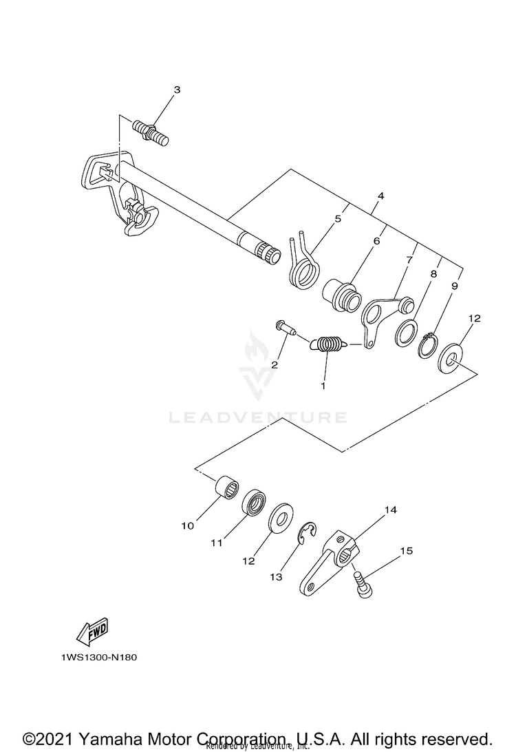Shift Shaft FZ07 - FZ07FCGY - 2015 Schematic