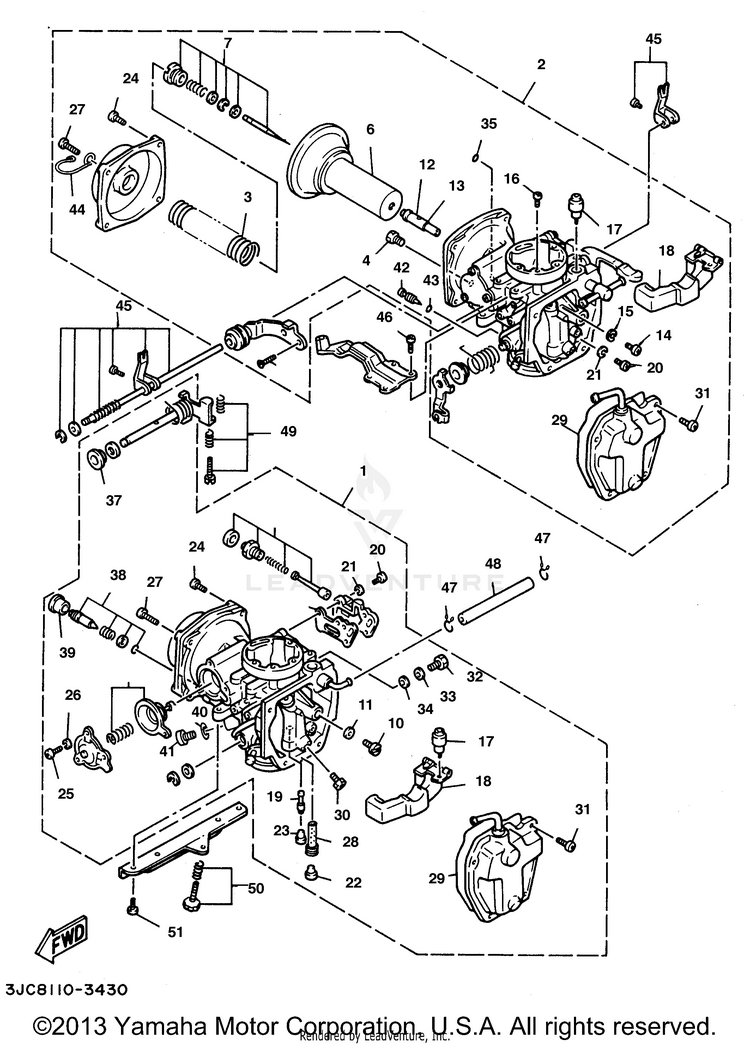 Carburetor VIRAGO 535 - XV535HC - 1996 Schematic