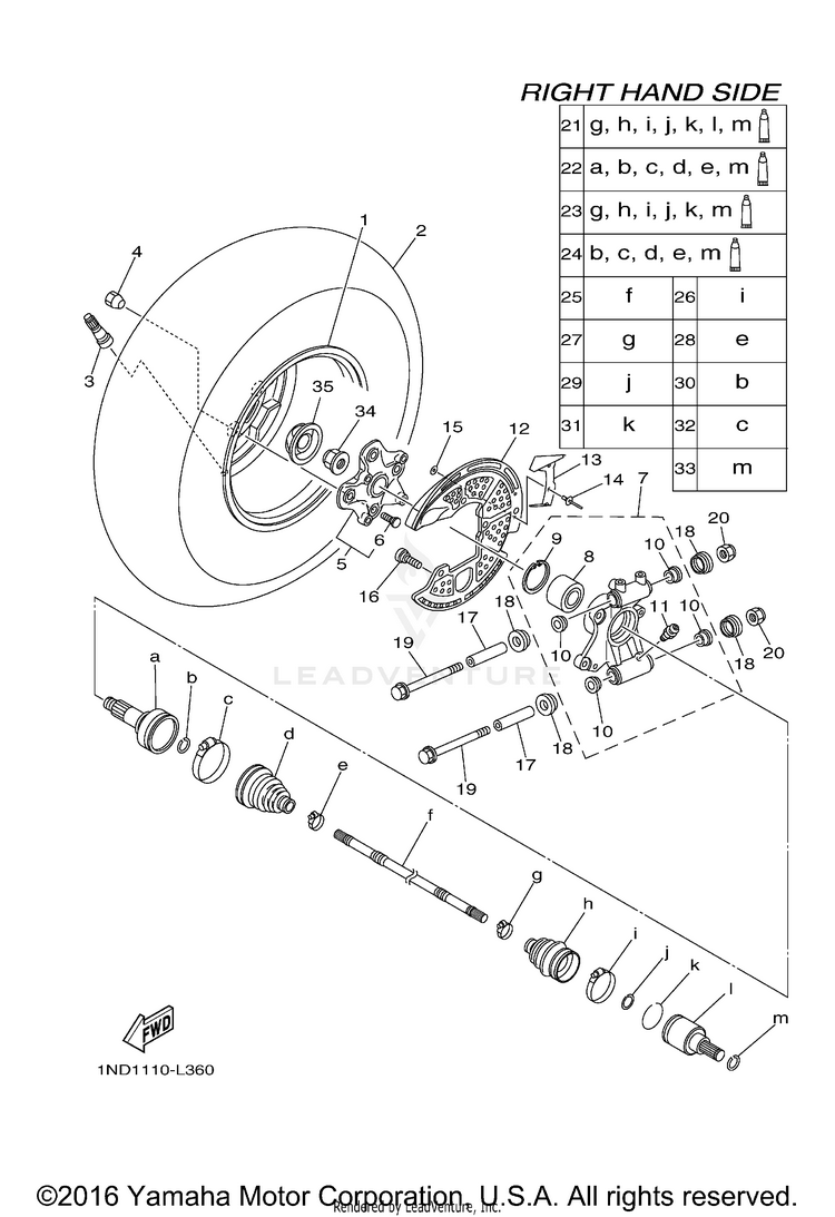 Rear Wheel 2 GRIZZLY 700 4WD - YFM7FGBGR - 2012 Schematic