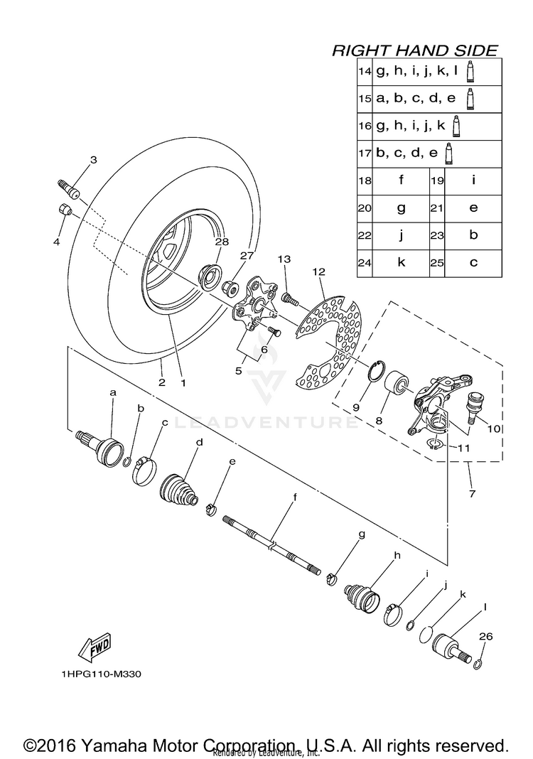 Front Wheel 2 GRIZZLY 550 EPS 4WD - YFM5FGPDGR - 2013 Schematic