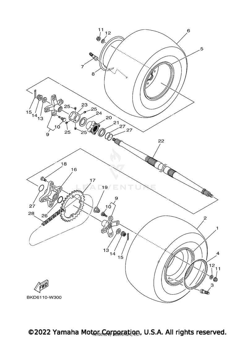 Rear Wheel YFZ450R SE - YFZ45YSSNW - 2022 Schematic