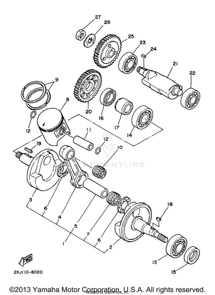Crankshaft Piston BLASTER - YFS200J - 1997 Schematic