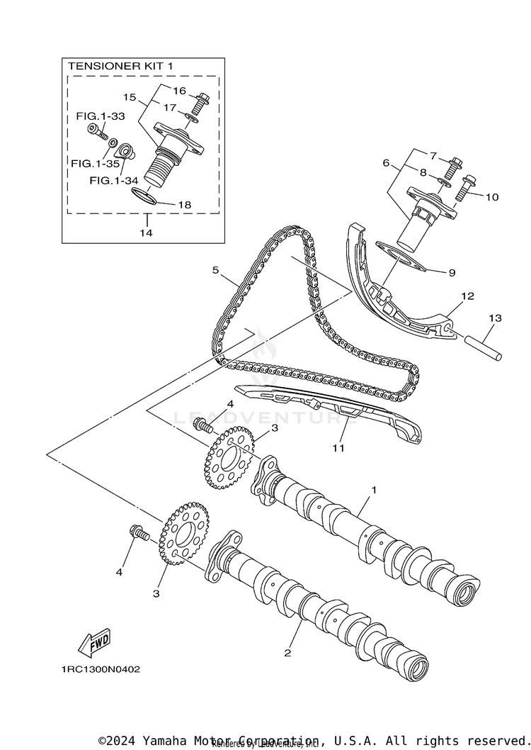 Camshaft Chain FZ09 CA - FZ09FCGY - 2015 Schematic