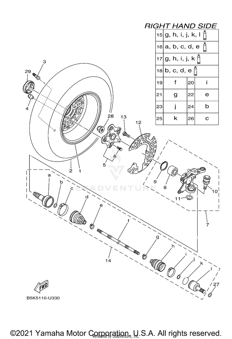 Front Wheel 2 KODIAK 700 EPS HUNTI - YFM70KPHNY - 2022 Schematic