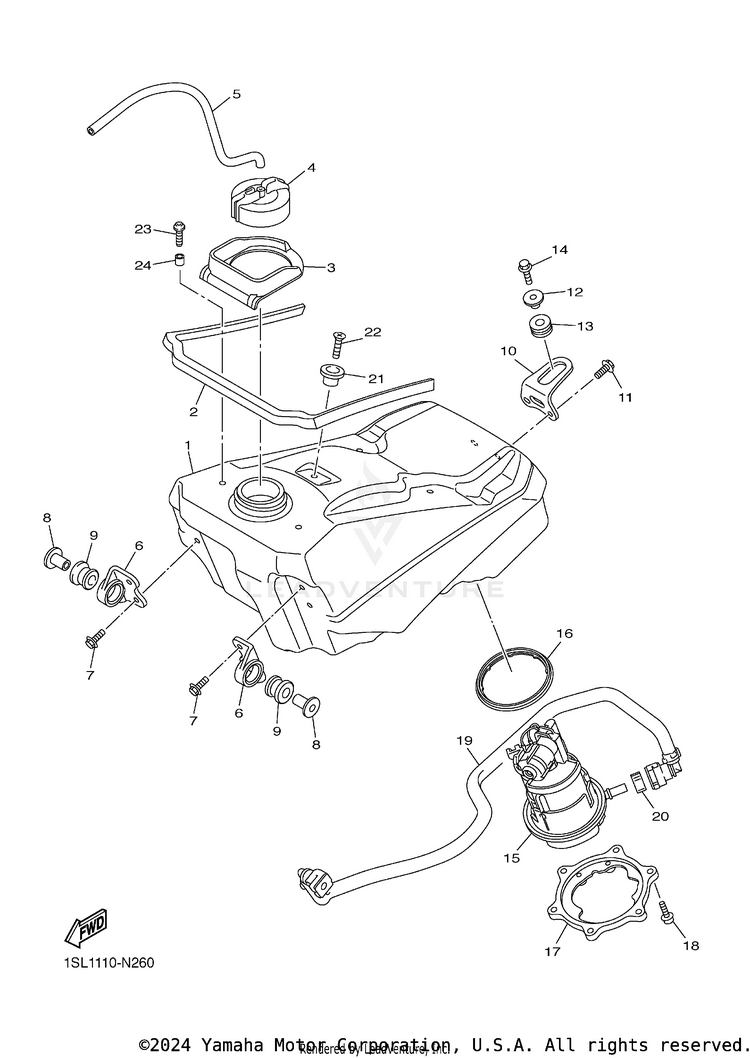 Fuel Tank YZ450F - YZ450FFL - 2015 Schematic