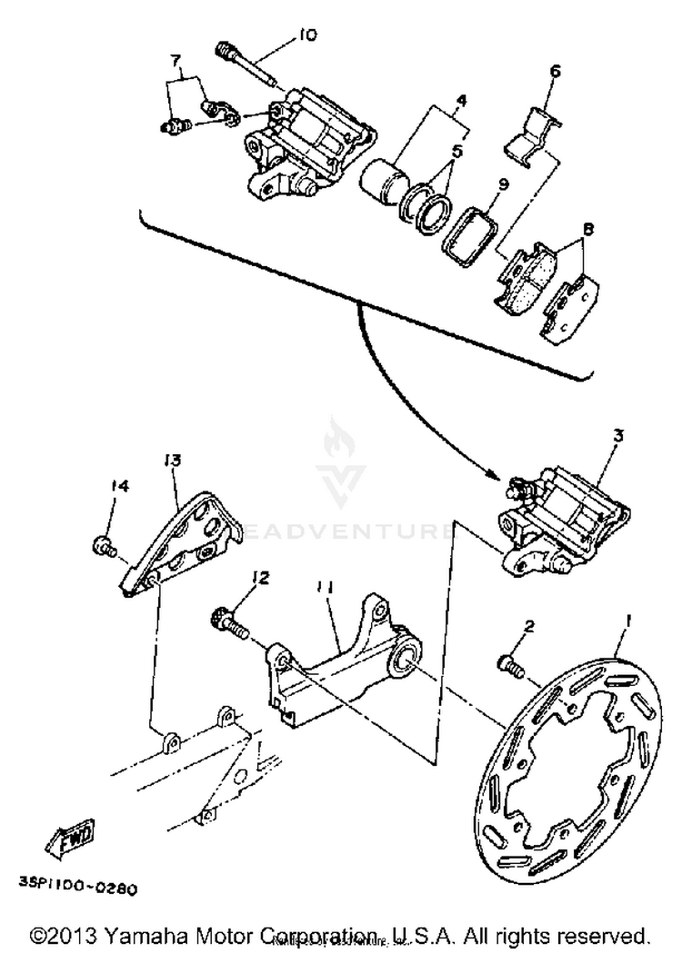 Rear Brake Caliper Schematic