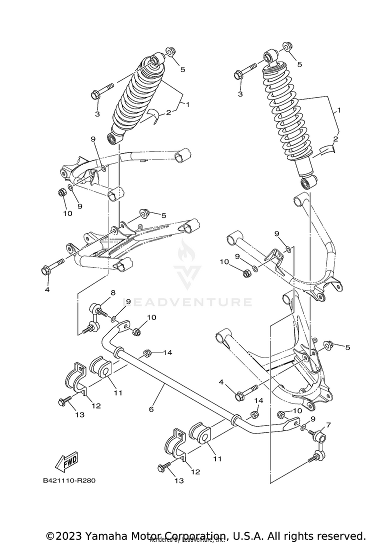 Rear Suspension VIKING EPS RANCH - YXM70VPRLC - 2020 Schematic