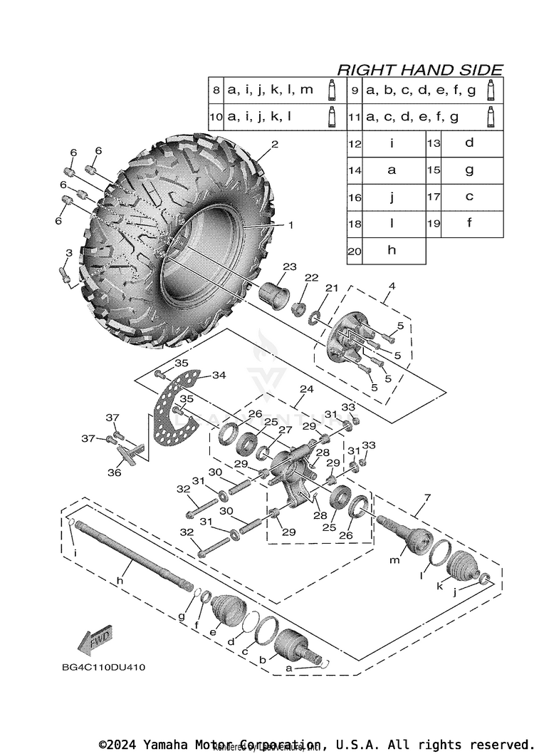 Rear Wheel 2 WOLVERINE X4 - YXF85WPAKR - 2019 Schematic