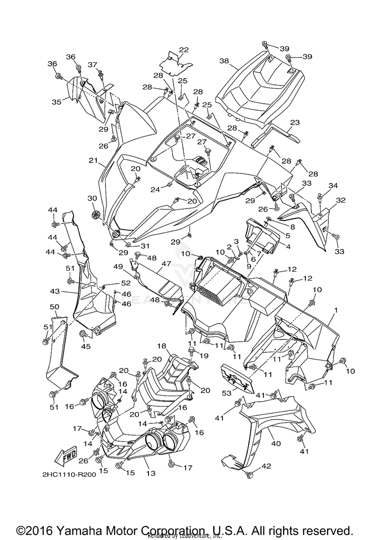 Front Fender YXZ1000R EPS - YXZ10YMXHO - 2017 Schematic