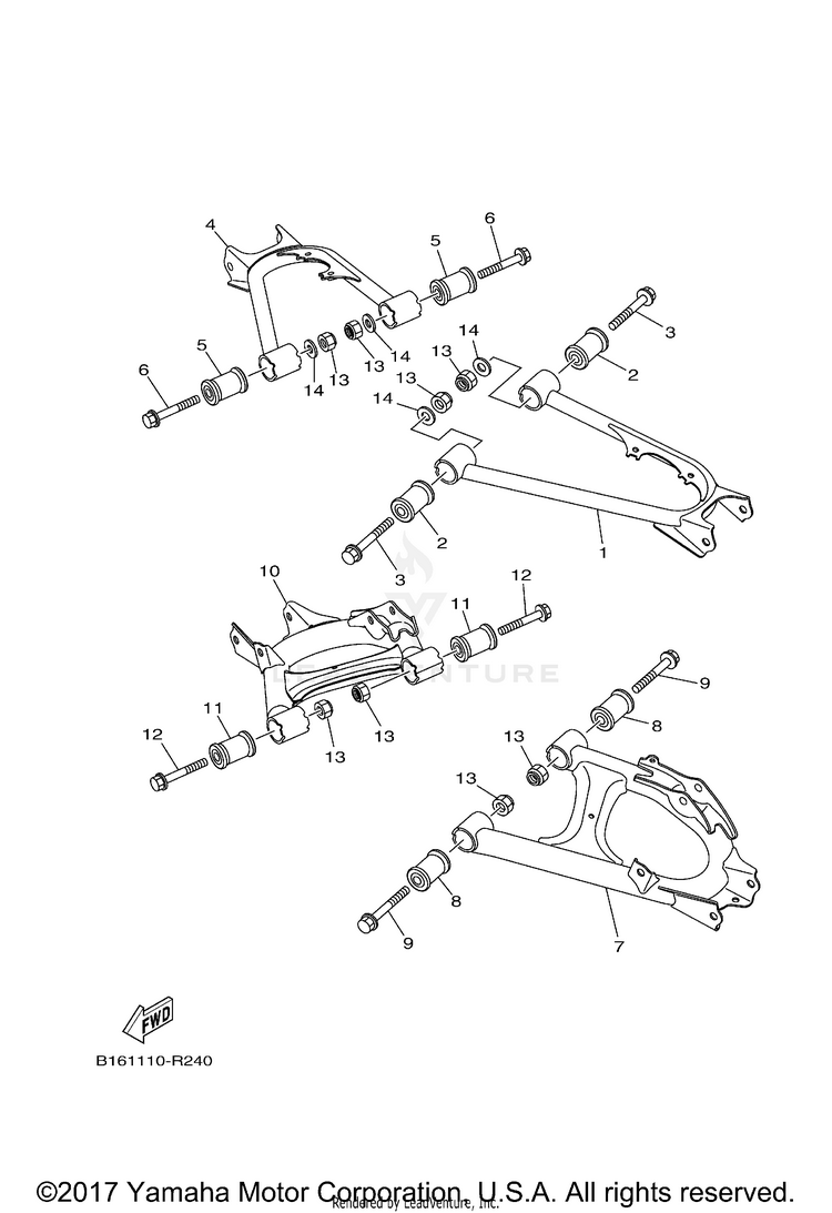 Rear Arm KODIAK 700 4WD HUNTER - YFM70KDHJH - 2018 Schematic