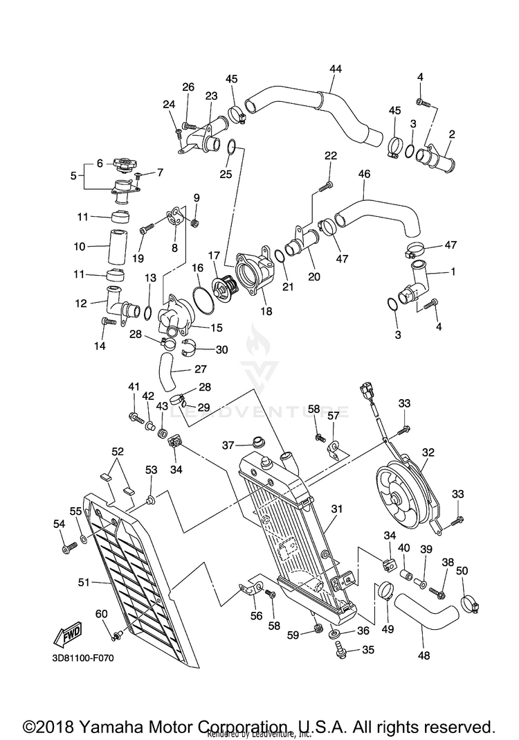 Radiator Hose V STAR 1300 - XVS13AYCB - 2009 Schematic