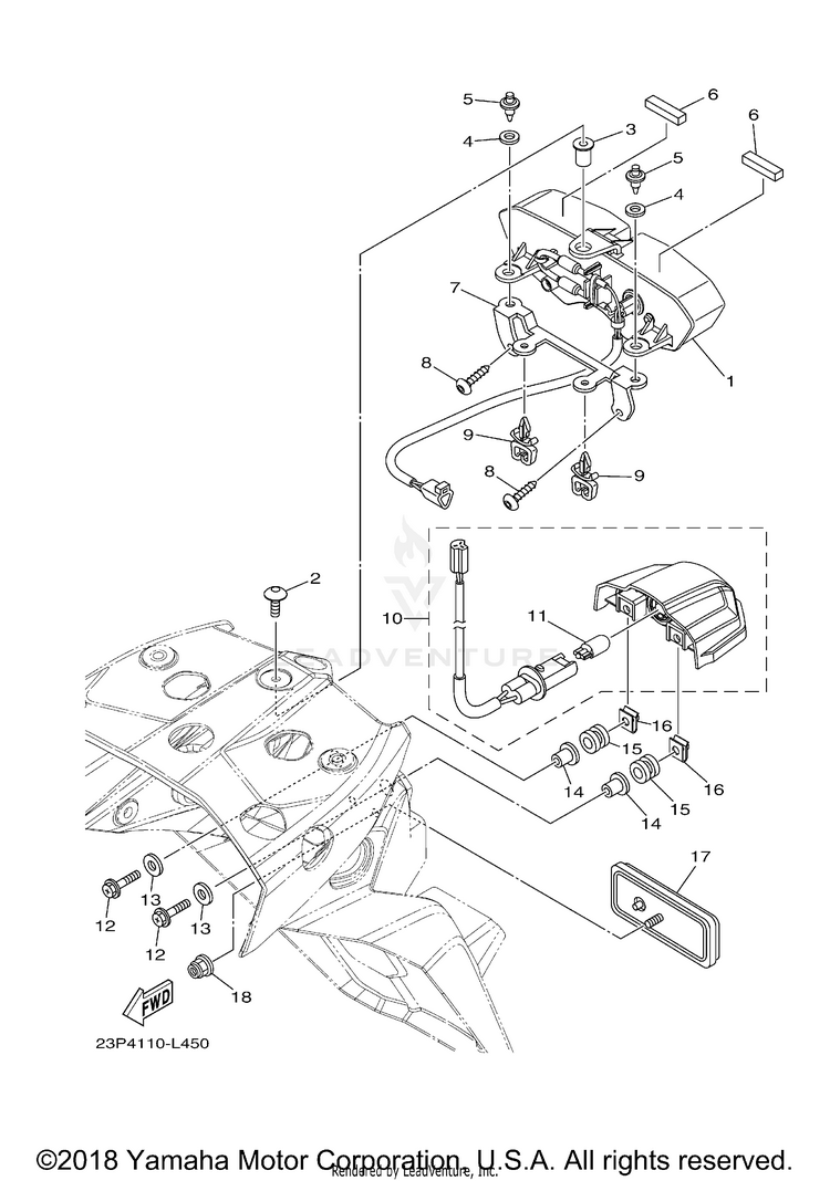 Taillight SUPER TENERE - XTZ12ECGY - 2014 Schematic