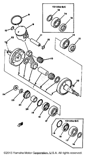 Crankshaft - Piston Yz125a - B - C - D Schematic