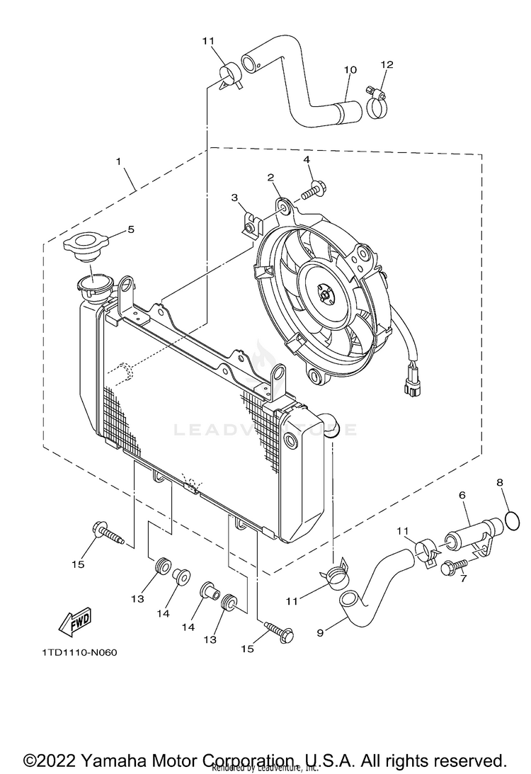 Radiator Hose YFZ450 - YFZ45YSXHL - 2017 Schematic