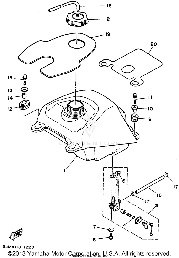 Fuel Tank BLASTER - YFS200F - 1994 Schematic