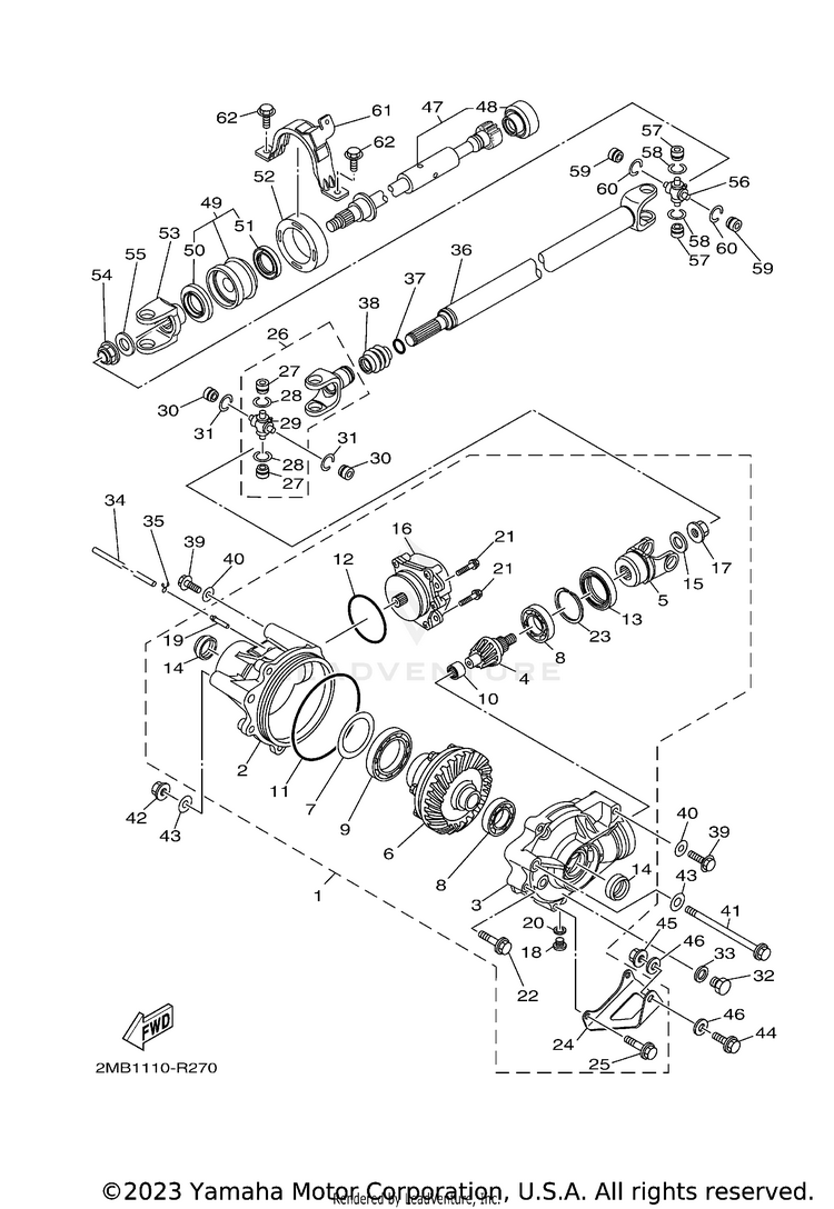 Front Differential WOLVERINE - YXE70WDBHG - 2017 Schematic