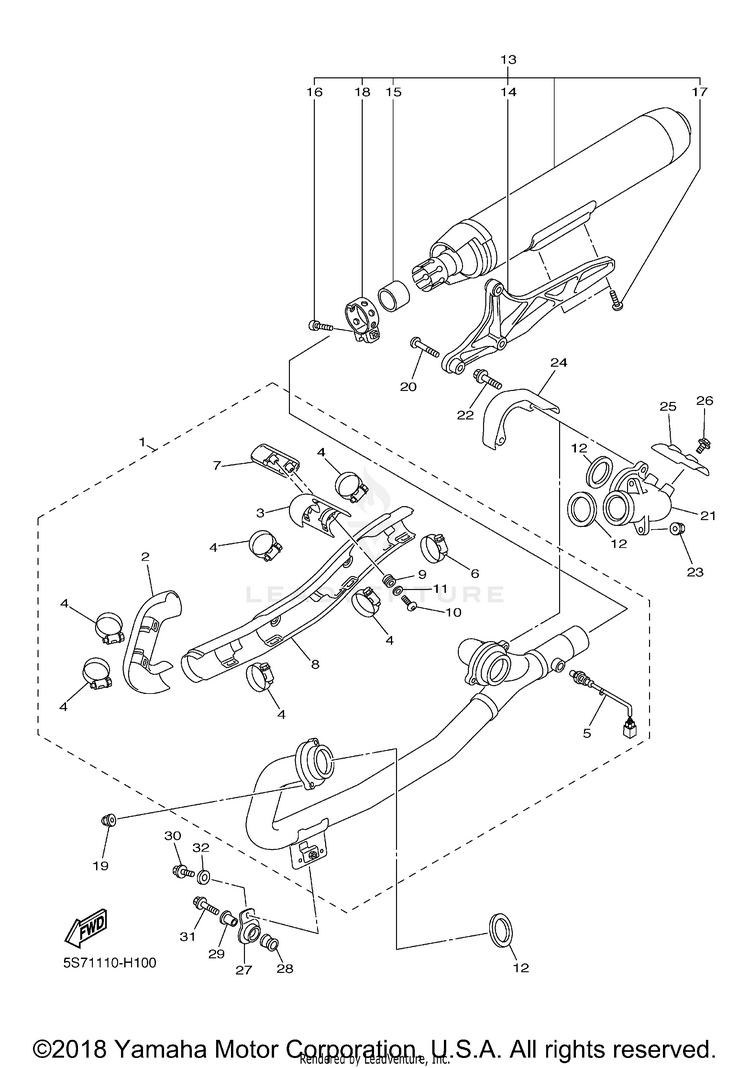 Exhaust V STAR 950 - XVS95YCB - 2009 Schematic