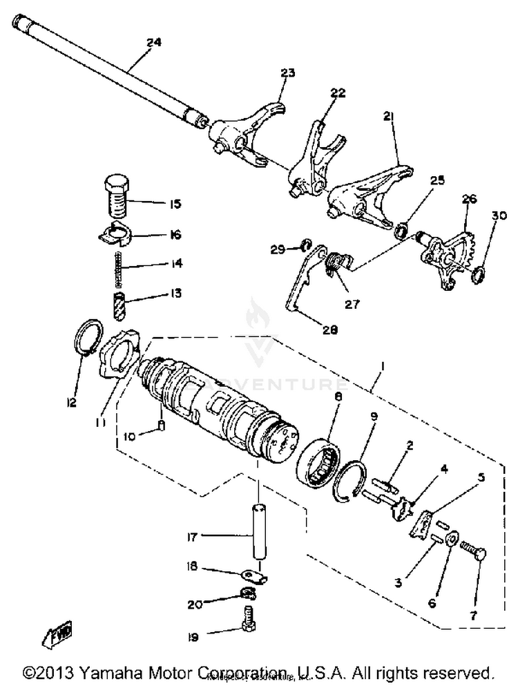 Shift Cam Fork XS1100SH - 1981 Schematic