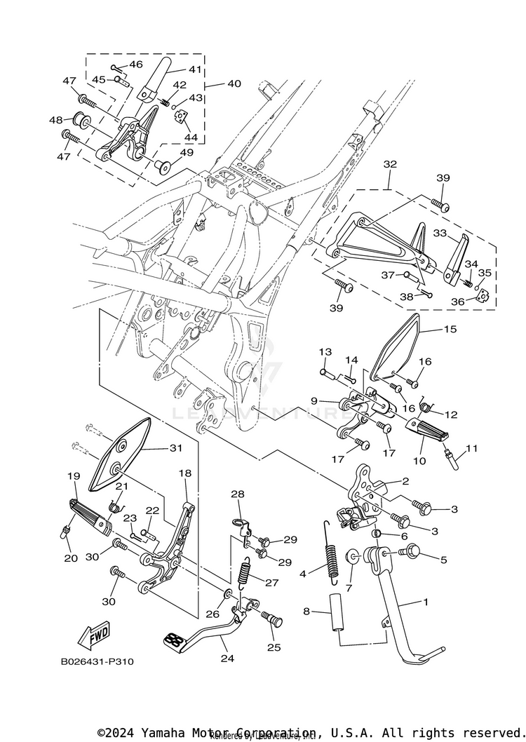 Stand & Footrest YZFR3 - YZFR3LL - 2020 Schematic