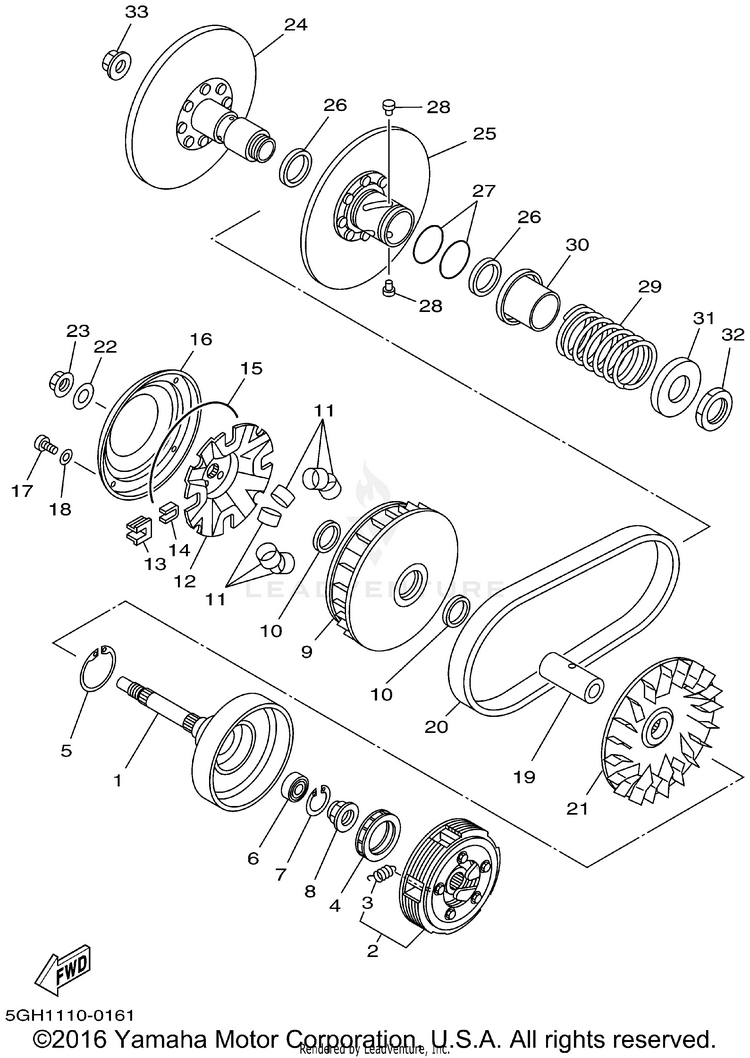 Clutch KODIAK 4WD - YFM400FAP - 2002 Schematic