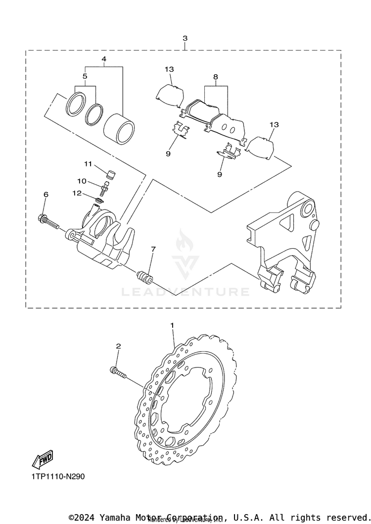 Rear Brake Caliper Schematic