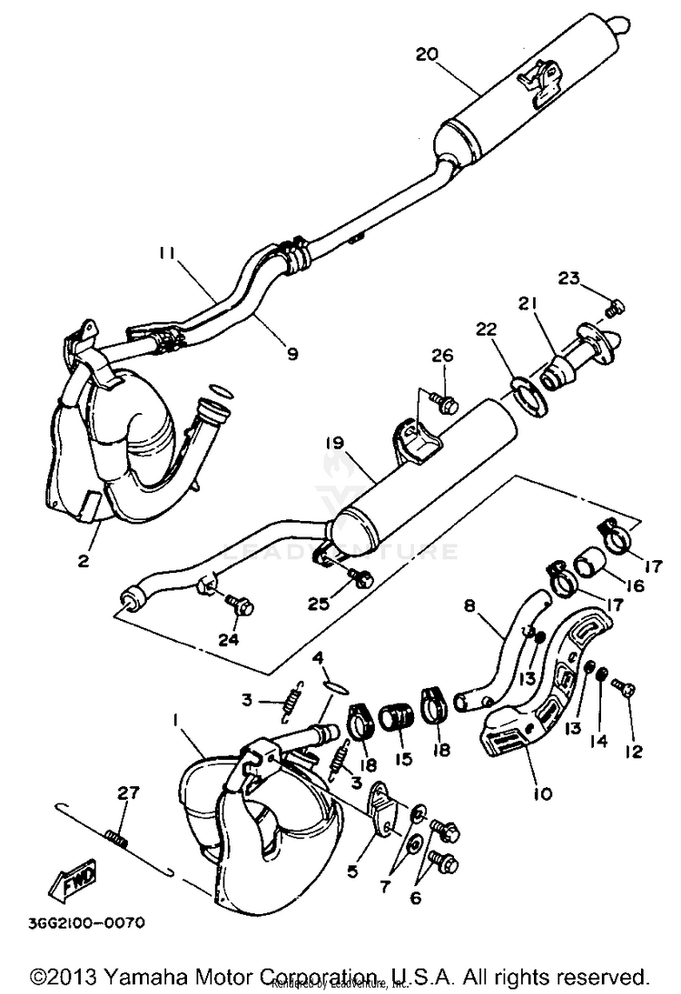 Exhaust BANSHEE - YFZ350G_MN - 1995 Schematic