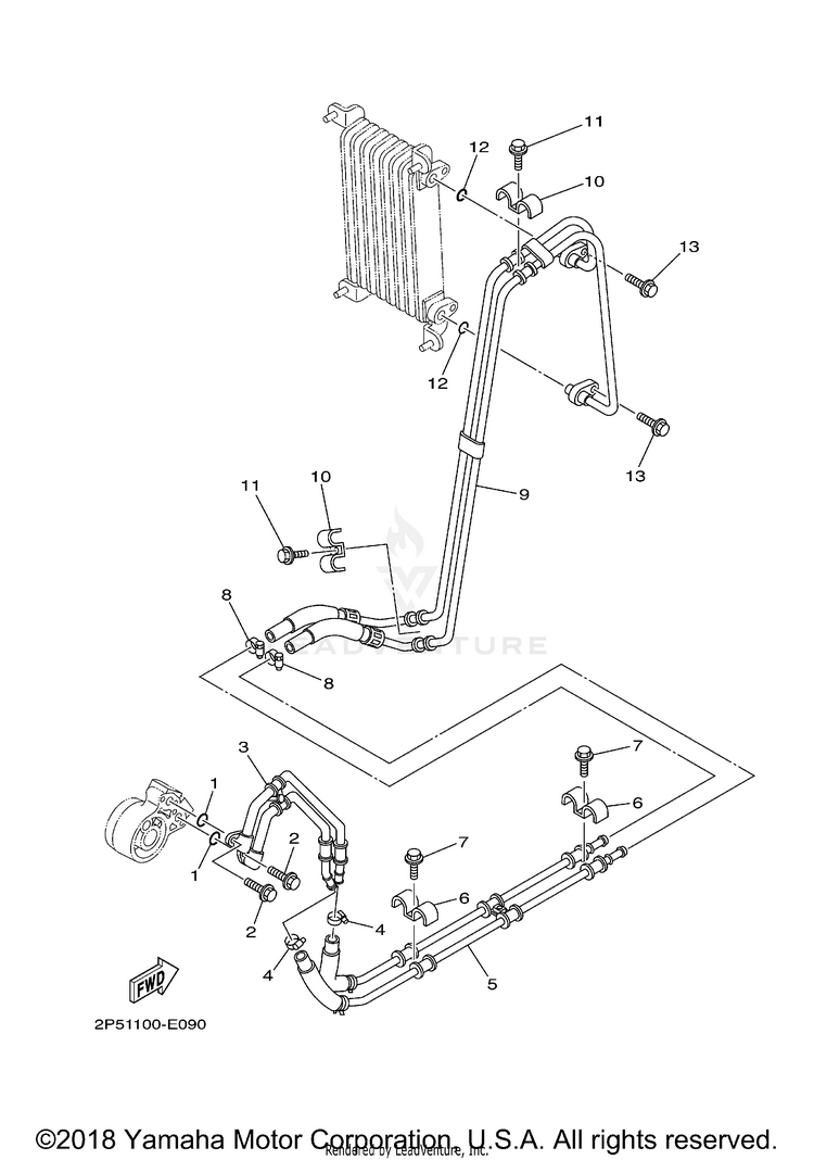 Oil Pipe RHINO 450 - YXR45FXGR - 2008 Schematic