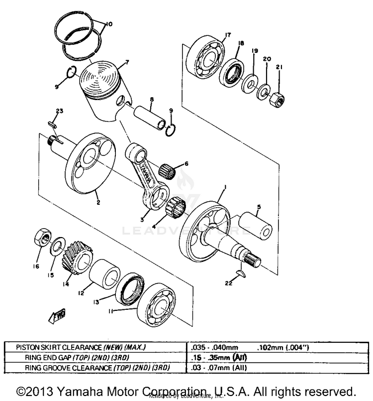 Crank - Piston GT80A - 1974 Schematic