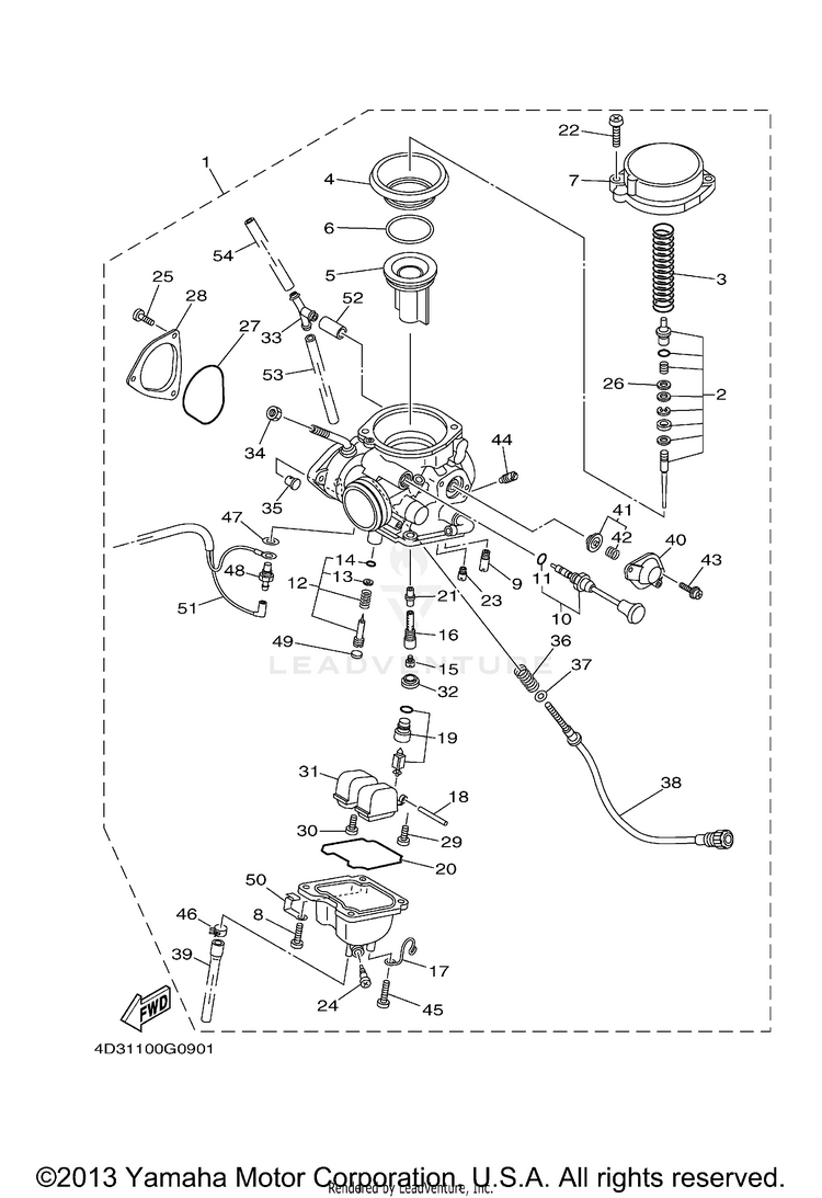 Carburetor RAPTOR 250 - YFM25RYL - 2009 Schematic